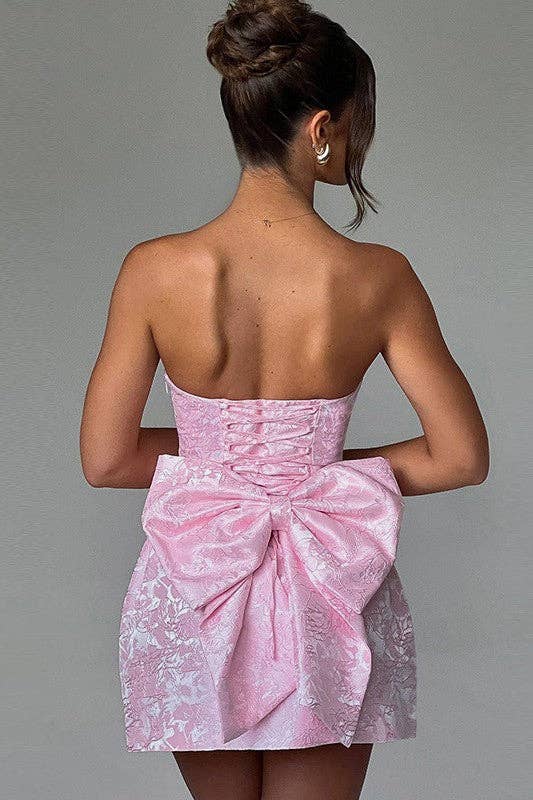 Sexy Jacquard Strapless Bow Dress