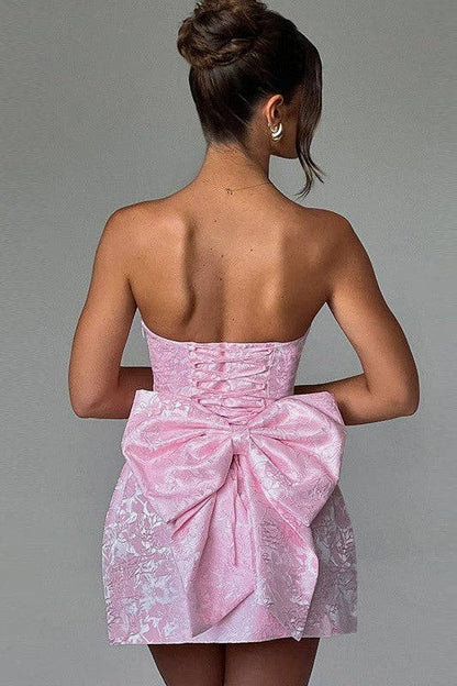 Sexy Jacquard Strapless Bow Dress