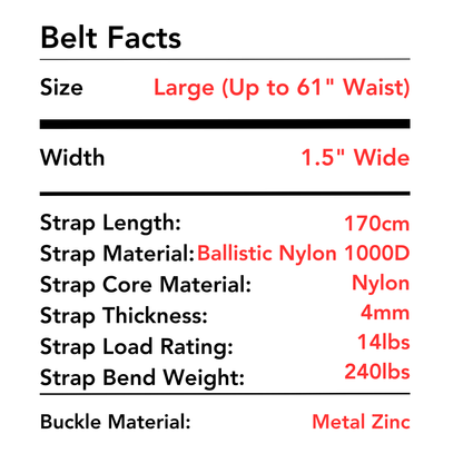 Hero 1.0 EDC Belt 1.5" Width Ballistic Nylon for Everyday Carry