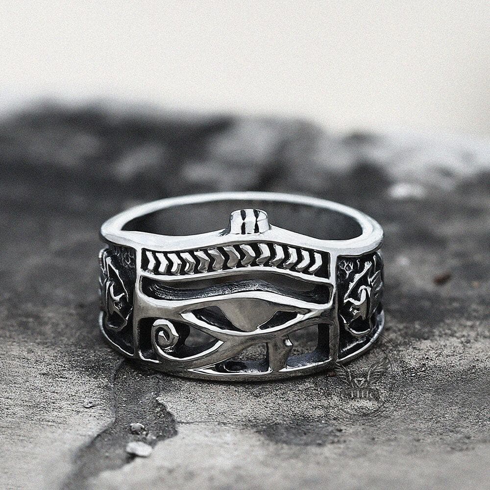 Egyptian Eye of Ra Ankh Stainless Steel Egypt Ring
