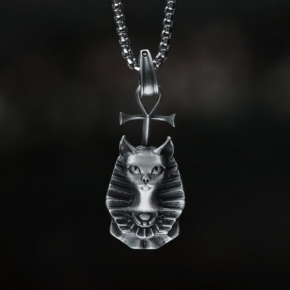 Egyptian Pharaoh Cat Mafdet Pure Tin Necklace