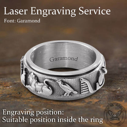 Egyptian Symbols Ankh Stainless Steel Spinner Ring