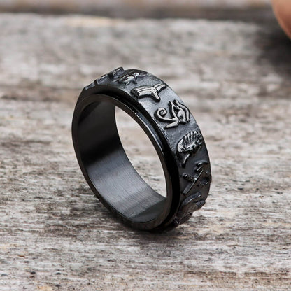 Egyptian Symbols Ankh Stainless Steel Spinner Ring