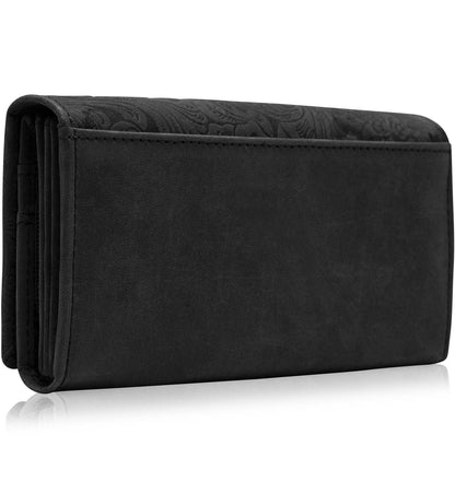 Embossed Floral Accordion Wallet