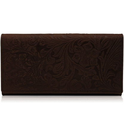 Embossed Floral Accordion Wallet