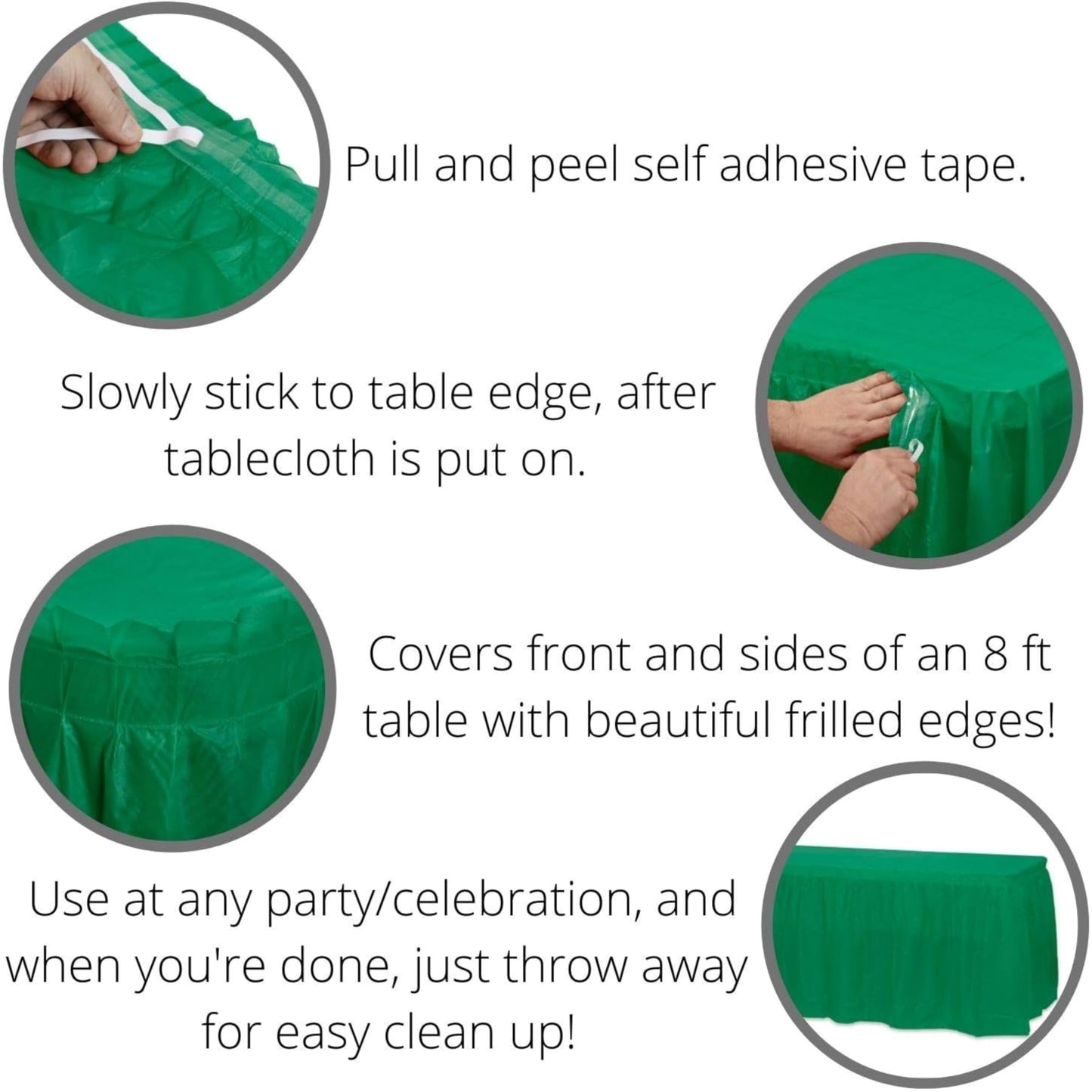 Emerald Green Plastic Table Skirt | Case of 48