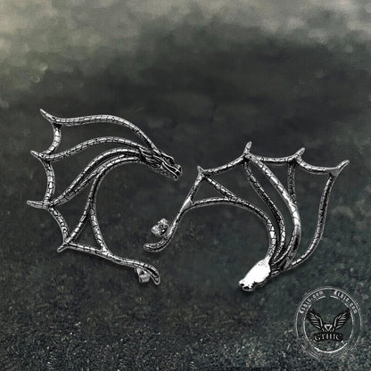 Evil Dragon Stainless Steel Ear Cuff Earrings