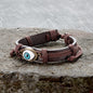 Evil Eye Leather Braided Bracelet