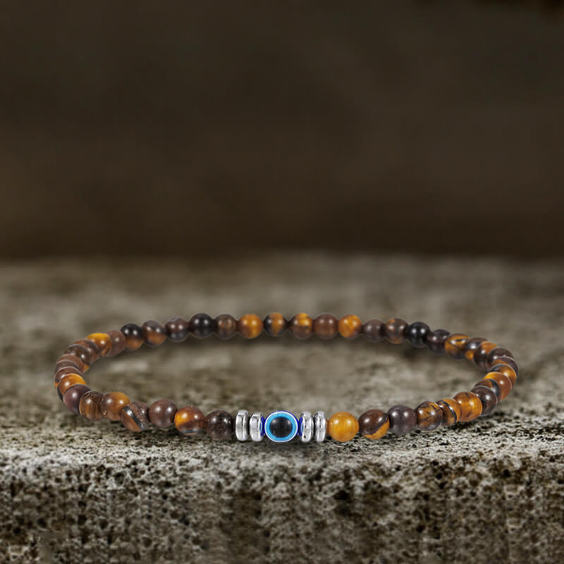 Evil Eye Natural Stone Beaded Bracelet