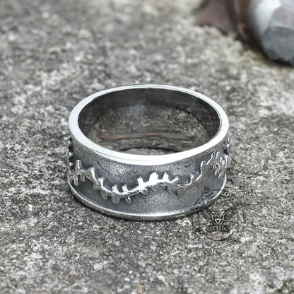 Eye And Rose Stainless Steel Goth Ring