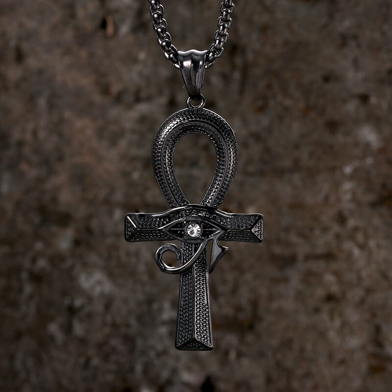 Eye of Ra Ankh Cross Stainless Steel Pendant