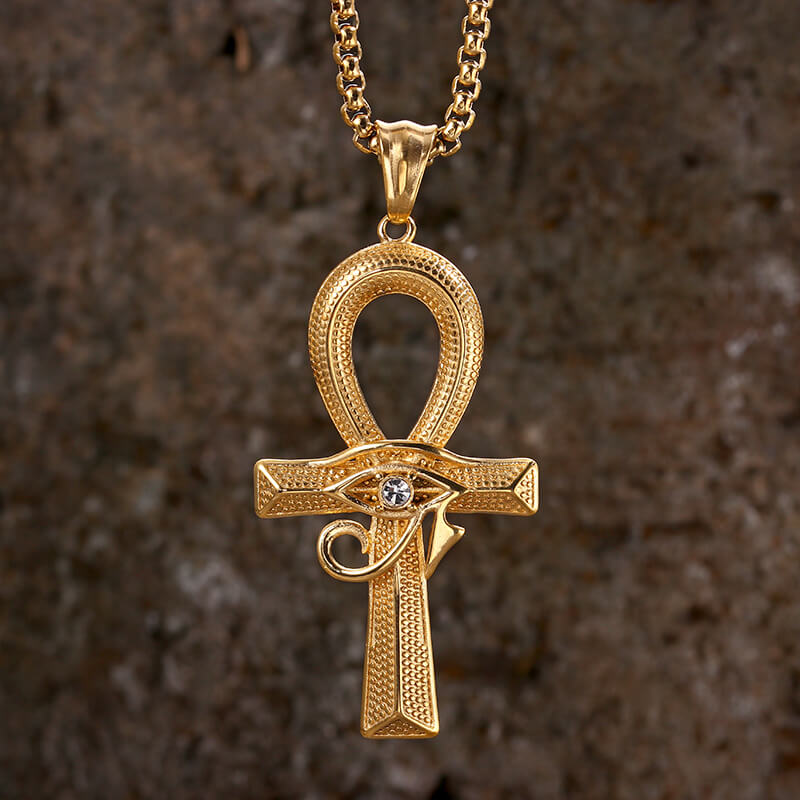 Eye of Ra Ankh Cross Stainless Steel Pendant