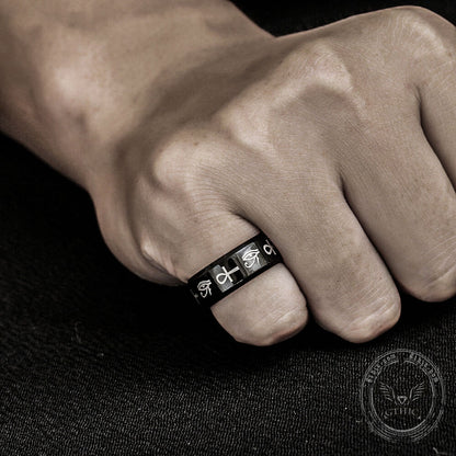 Eye of Ra Ankh Egyptian Symbols Stainless Steel Ring
