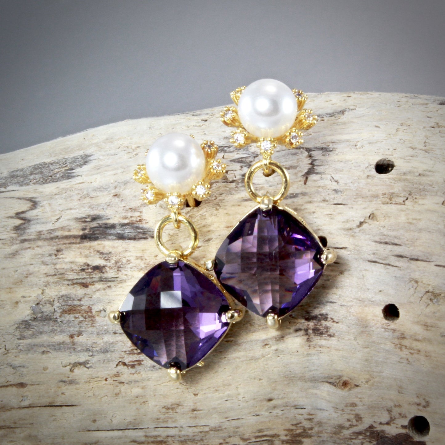 Alanna - Crystal and Pearl Gold Earrings - More Colors Available