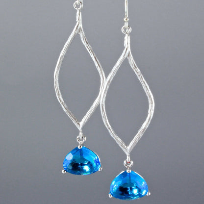 Ondine - Blue Cubic Zirconia Earrings - Available in Gold and Silver