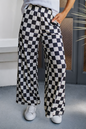Checker Print Wide Leg Pants
