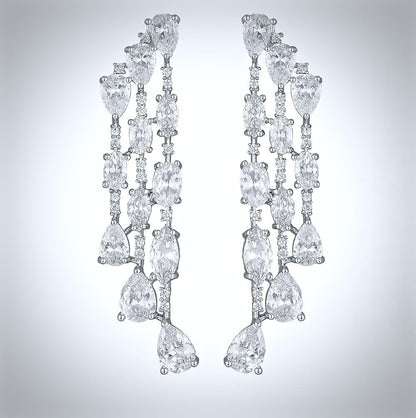 Ornella - Silver Cubic Zirconia Bridal Earrings