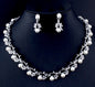 Veronica - Silver Crystal and Pearl 3-Piece Bridal Jewelry Set With Half Tiara