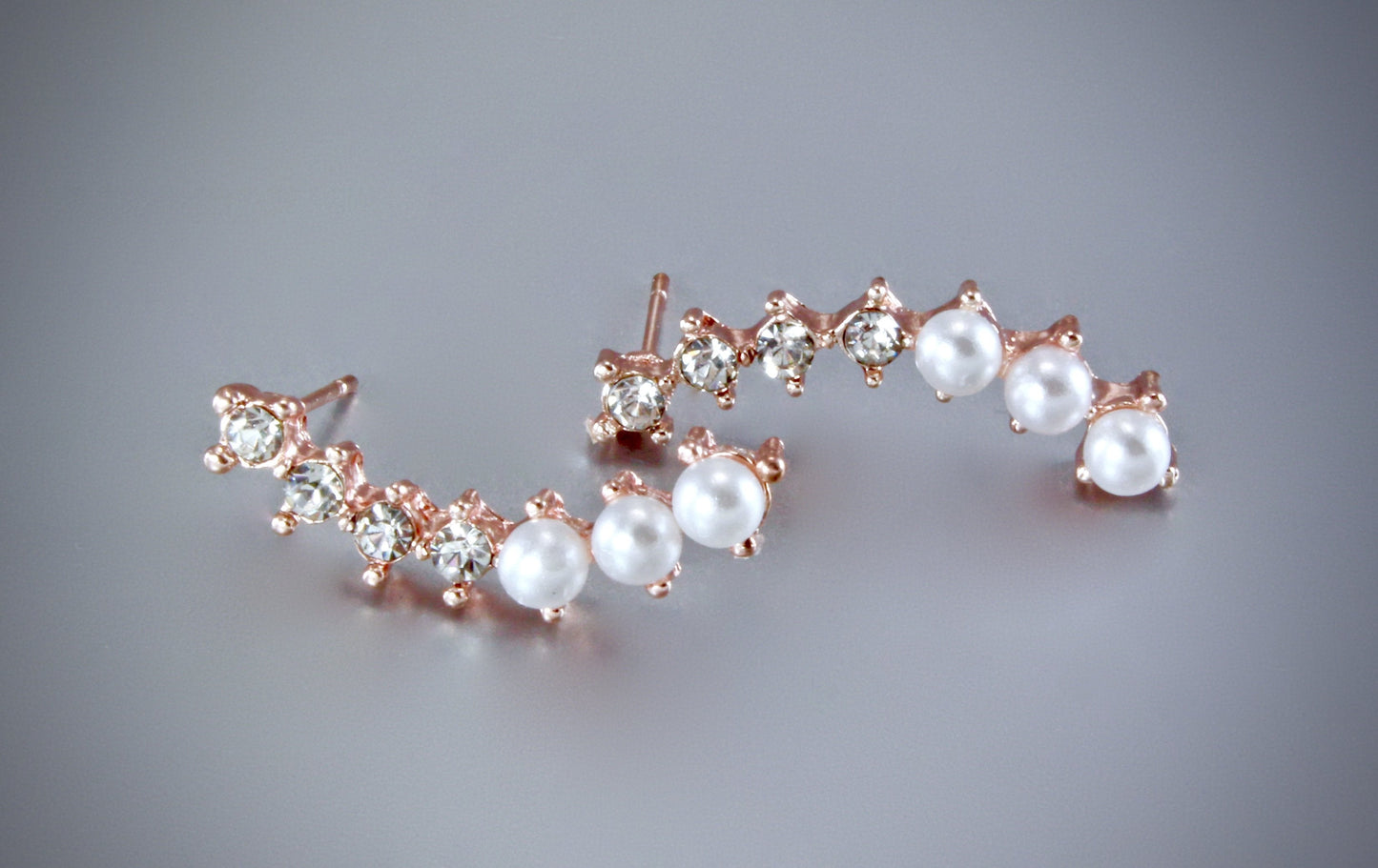 Carly - Pearl and Cubic Zirconia Bridal Earrings