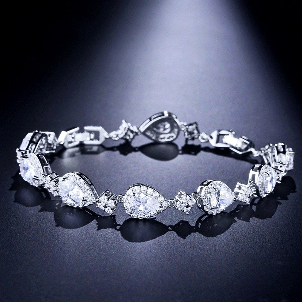 Kay - Cubic Zirconia Bridal Bracelet - Available in Silver, Rose Gold and Yellow Gold