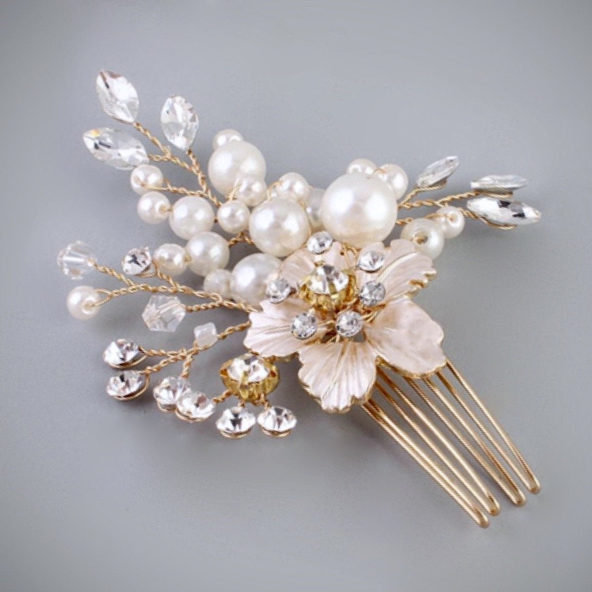 "Lorelei" - Pearl and Crystal Bridal Hair Comb