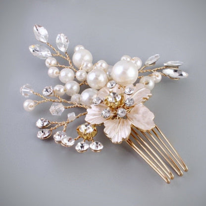 "Lorelei" - Pearl and Crystal Bridal Hair Comb