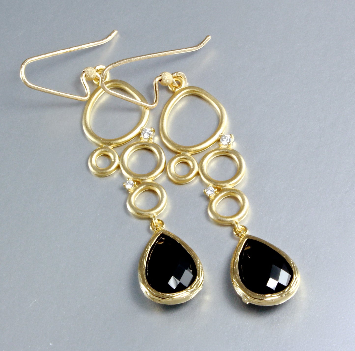 "Ella" - Black Onyx Drop Earrings