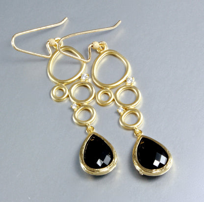 "Ella" - Black Onyx Drop Earrings