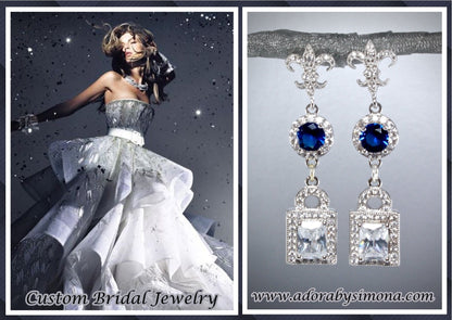 Something Blue - Cubic Zirconia Bridal Earrings