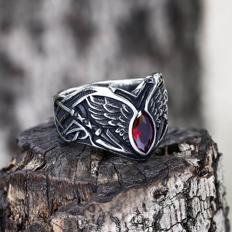 Fallen Angel Wing Demon Eye Stainless Steel Ring