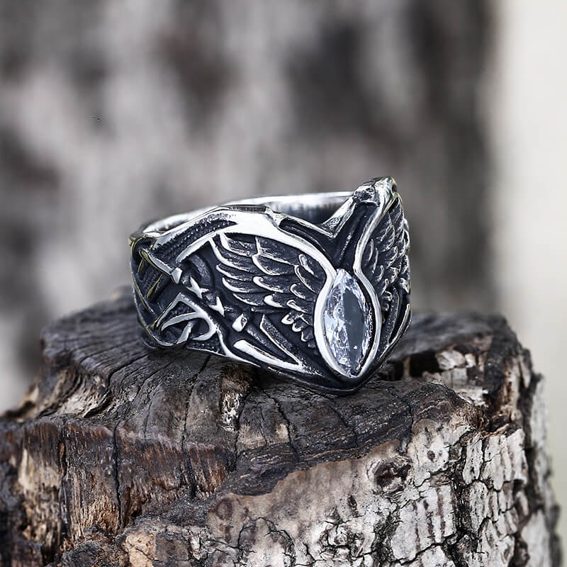 Fallen Angel Wing Demon Eye Stainless Steel Ring
