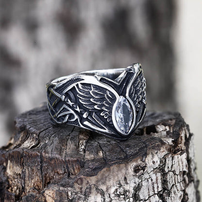 Fallen Angel Wing Demon Eye Stainless Steel Ring
