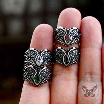Fallen Angel Wing Demon Eye Stainless Steel Ring