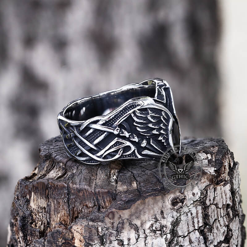 Fallen Angel Wing Demon Eye Stainless Steel Ring