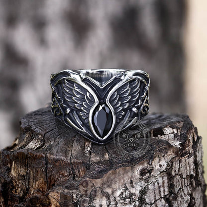 Fallen Angel Wing Demon Eye Stainless Steel Ring