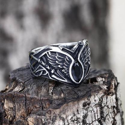 Fallen Angel Wing Demon Eye Stainless Steel Ring