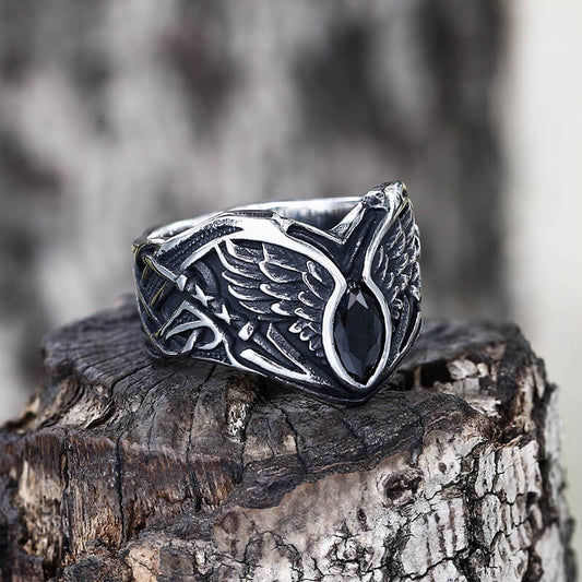 Fallen Angel Wing Demon Eye Stainless Steel Ring
