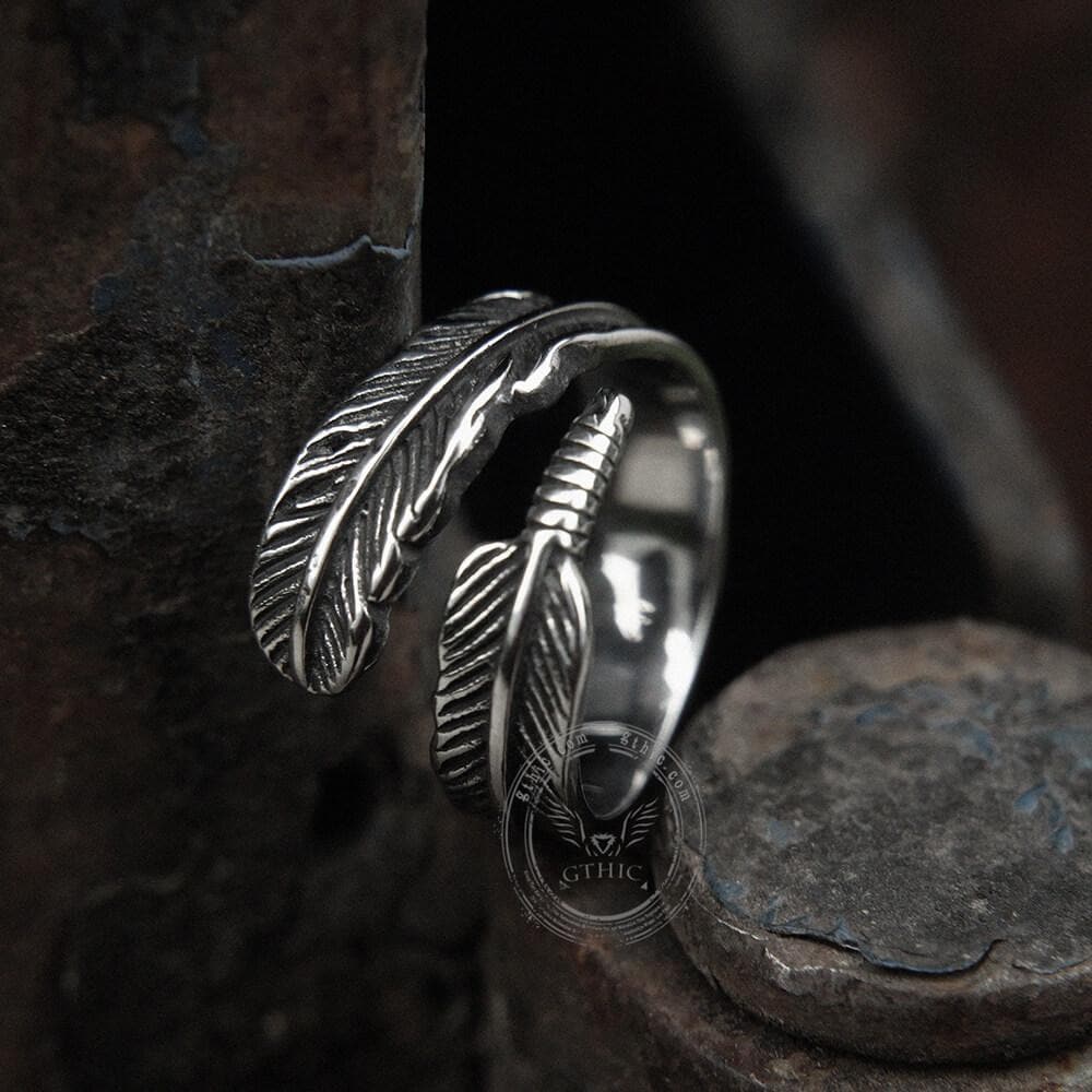 Feather Stainless Steel Ring