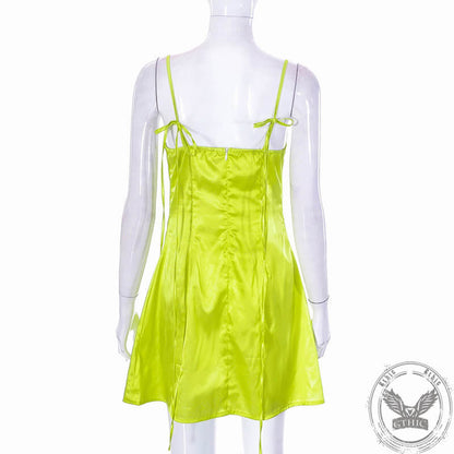 Female Portrait Lace Print Suspender Dress