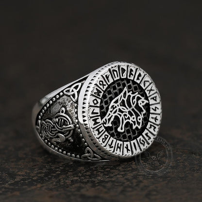 Fenrir Wolf Amulet Signet Viking Ring