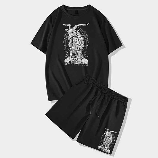 Fierce Demonic Sheep Short Sleeve T-shirt and Shorts Set