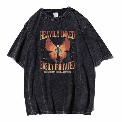 Fire Skull Butterfly Gothic T-shirt