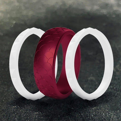 Fish Scale 3-Piece Stacking Silicone Band Ring