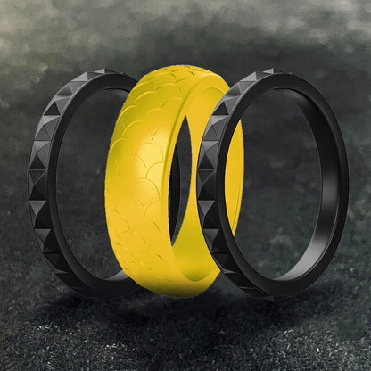 Fish Scale 3-Piece Stacking Silicone Band Ring