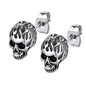 Flame Skull Gothic Unisex Stud Earrings