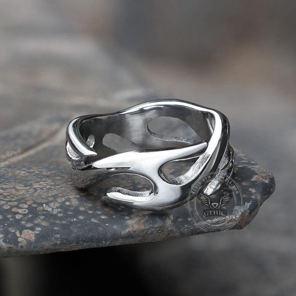 Flame Pattern Stainless Steel Ring