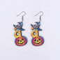 Flame Pumpkin Wood Halloween Earrings