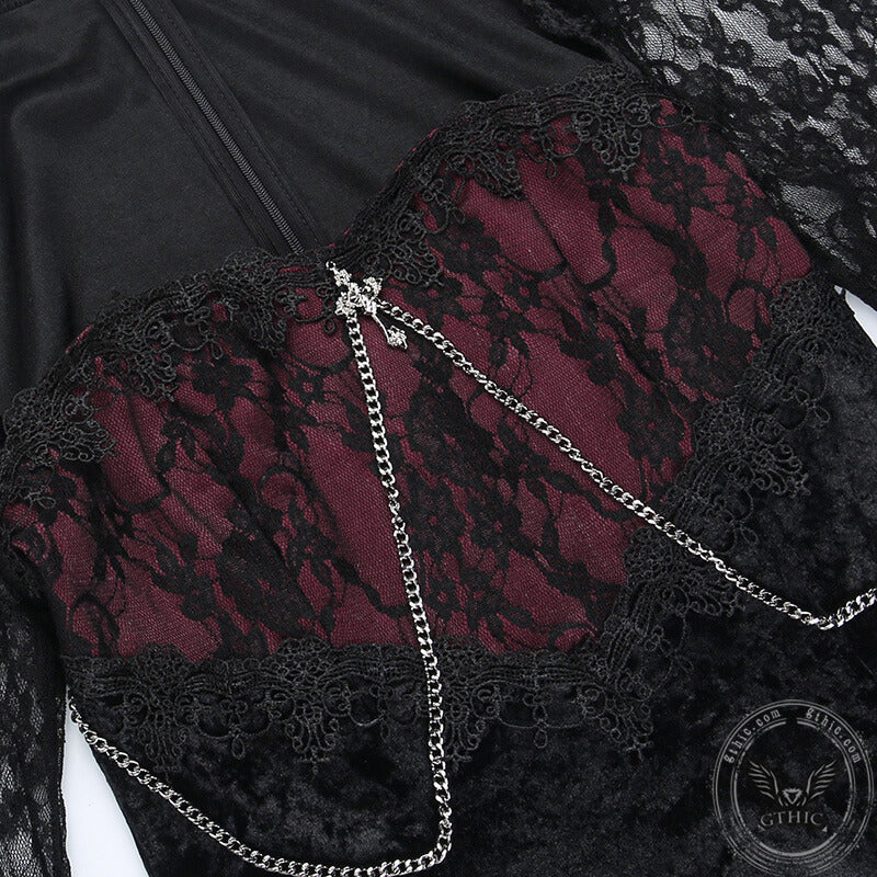 Floral Pattern Polyester Gothic Cheongsam Dress