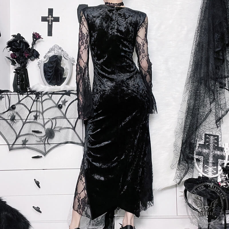 Floral Pattern Polyester Gothic Cheongsam Dress