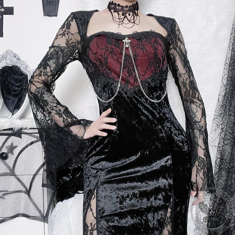 Floral Pattern Polyester Gothic Cheongsam Dress